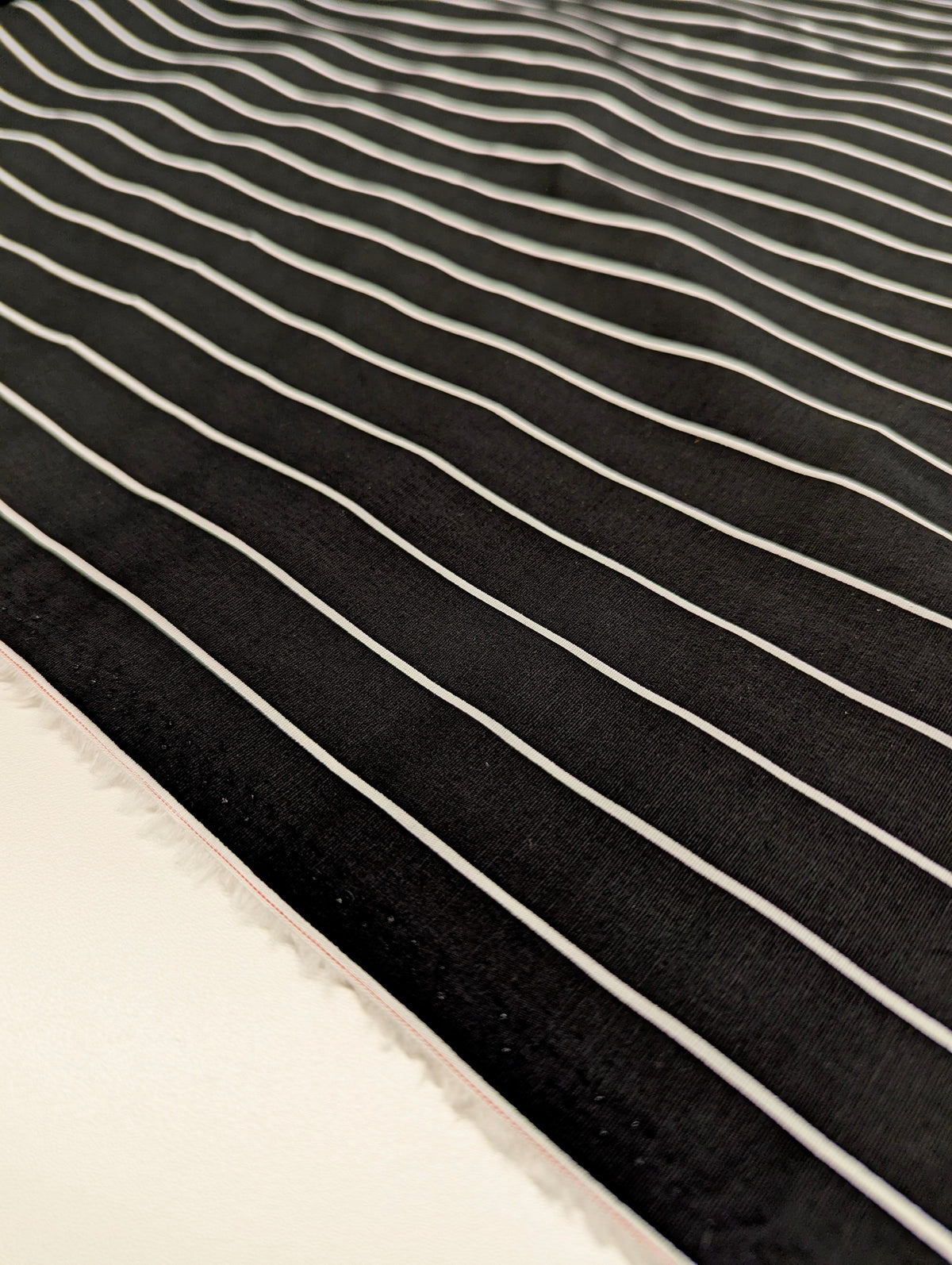 Lightweight Stretch Cotton Woven - Black/Off White stripes