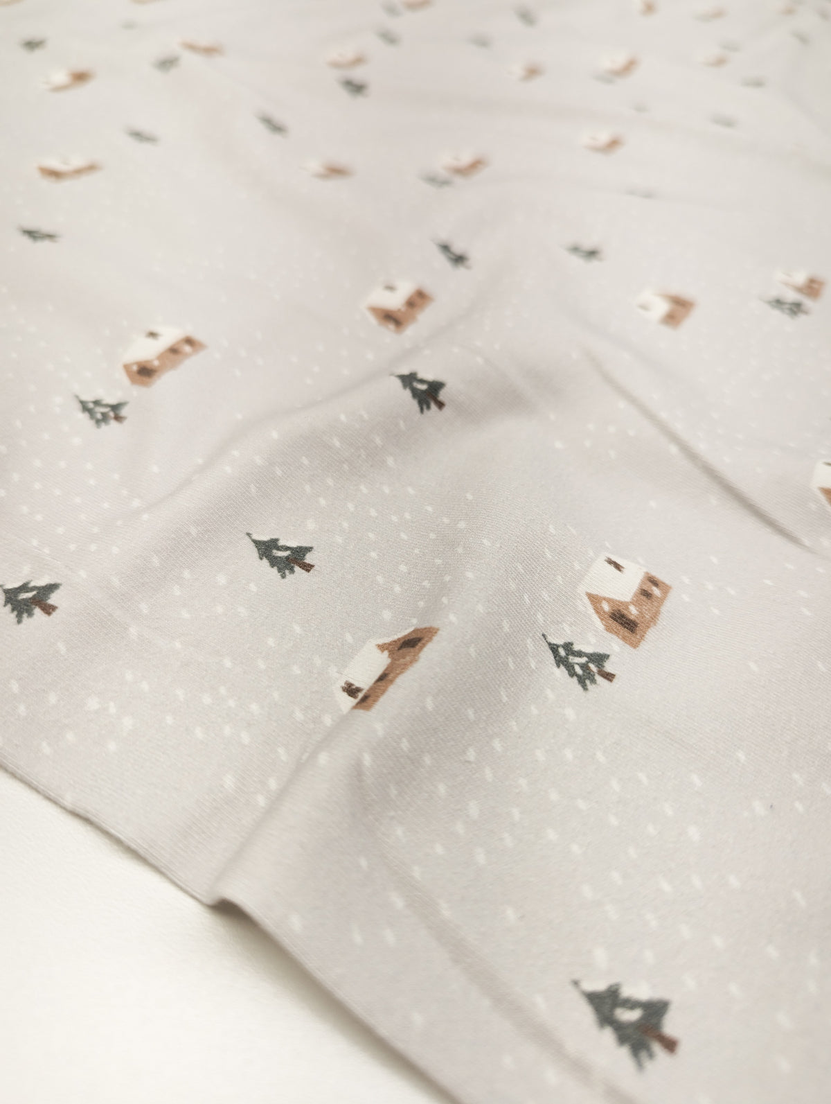 Snowy Cabins Cotton Jersey Knit