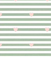 Mini Stripes Stretch French Terry, Pink Hearts on Green