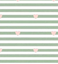 Mini Stripes Stretch French Terry, Pink Hearts on Green