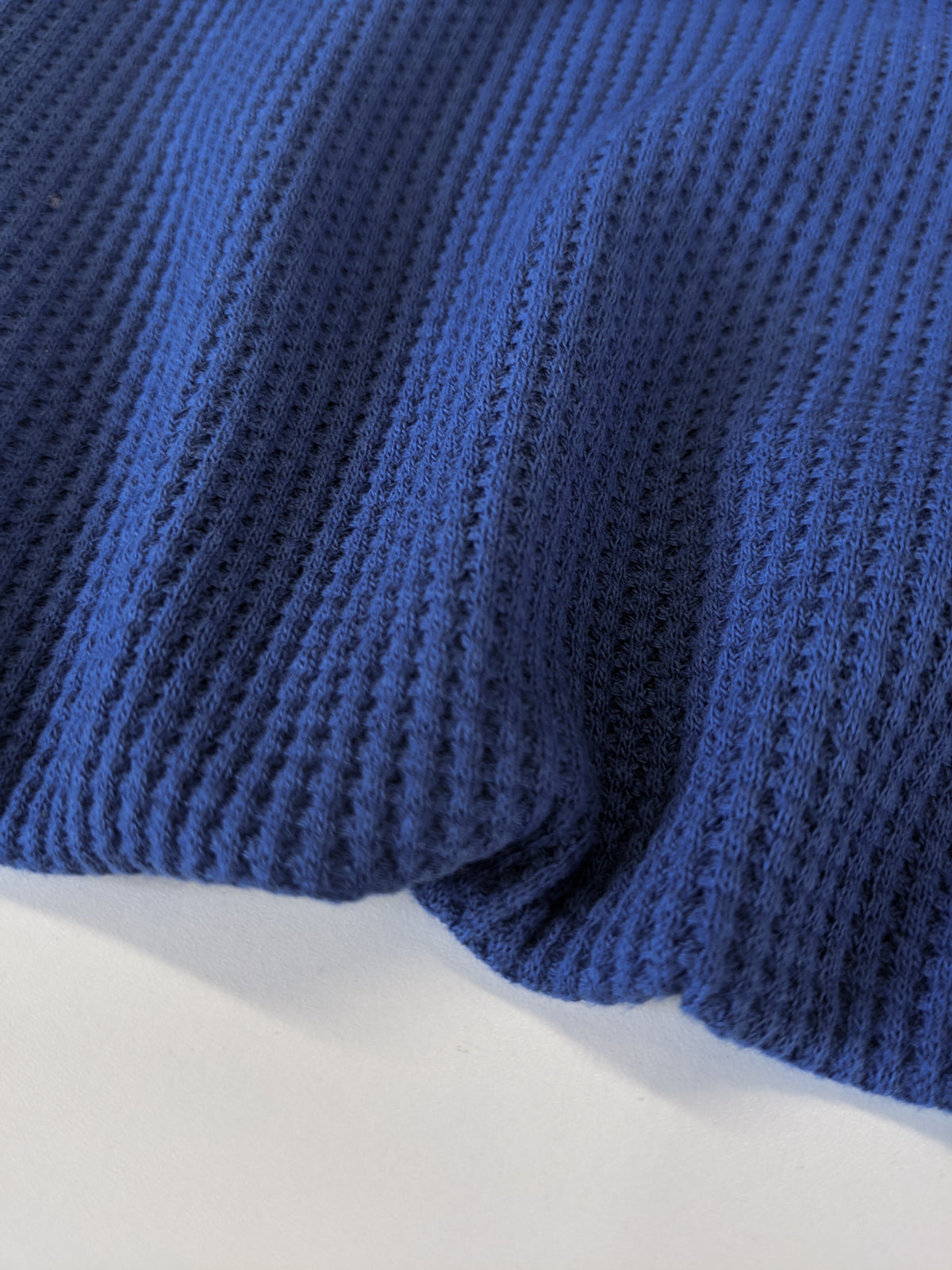 Last piece: Cotton Stretch Thermal Waffle Knit - Lapis (2.4 metres)