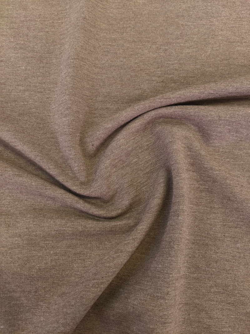 Remnant: Bamboo & Cotton Stretch Fleece - Heathered Chocolate (.75 metre)
