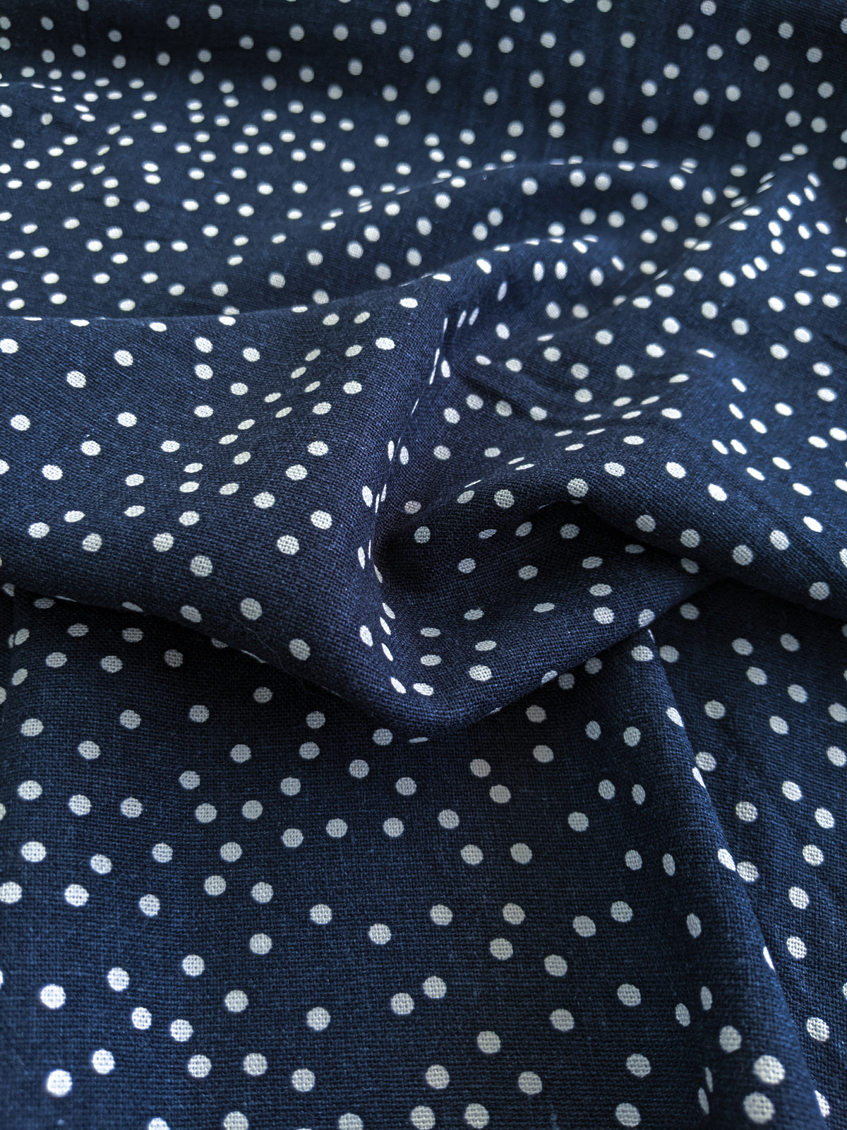 Hello Dottie Rayon & Linen Blend - Navy