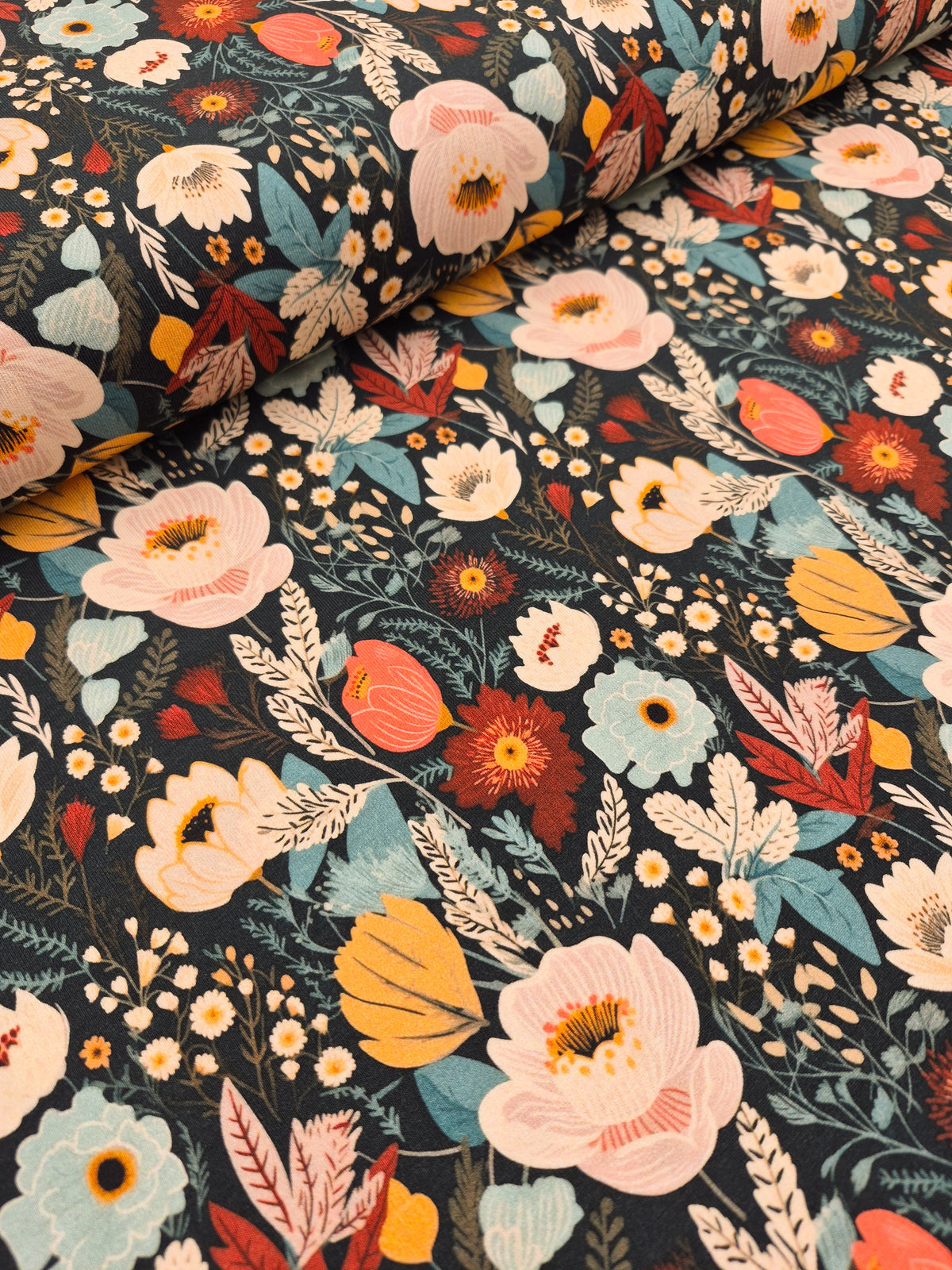 Organic Cotton Jersey - Dark Floral