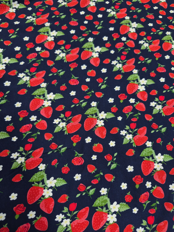 Rayon Challis - Strawberry fields