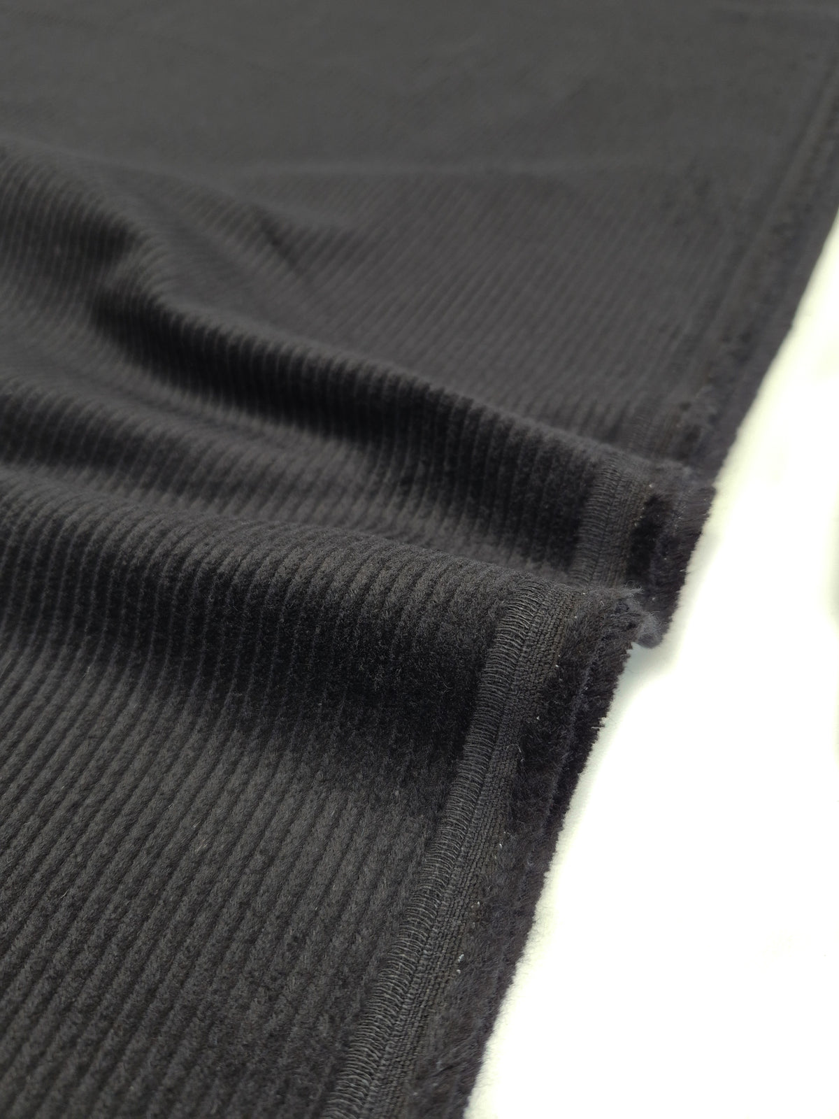 Wide Wale Stretch Cotton Corduroy - Black
