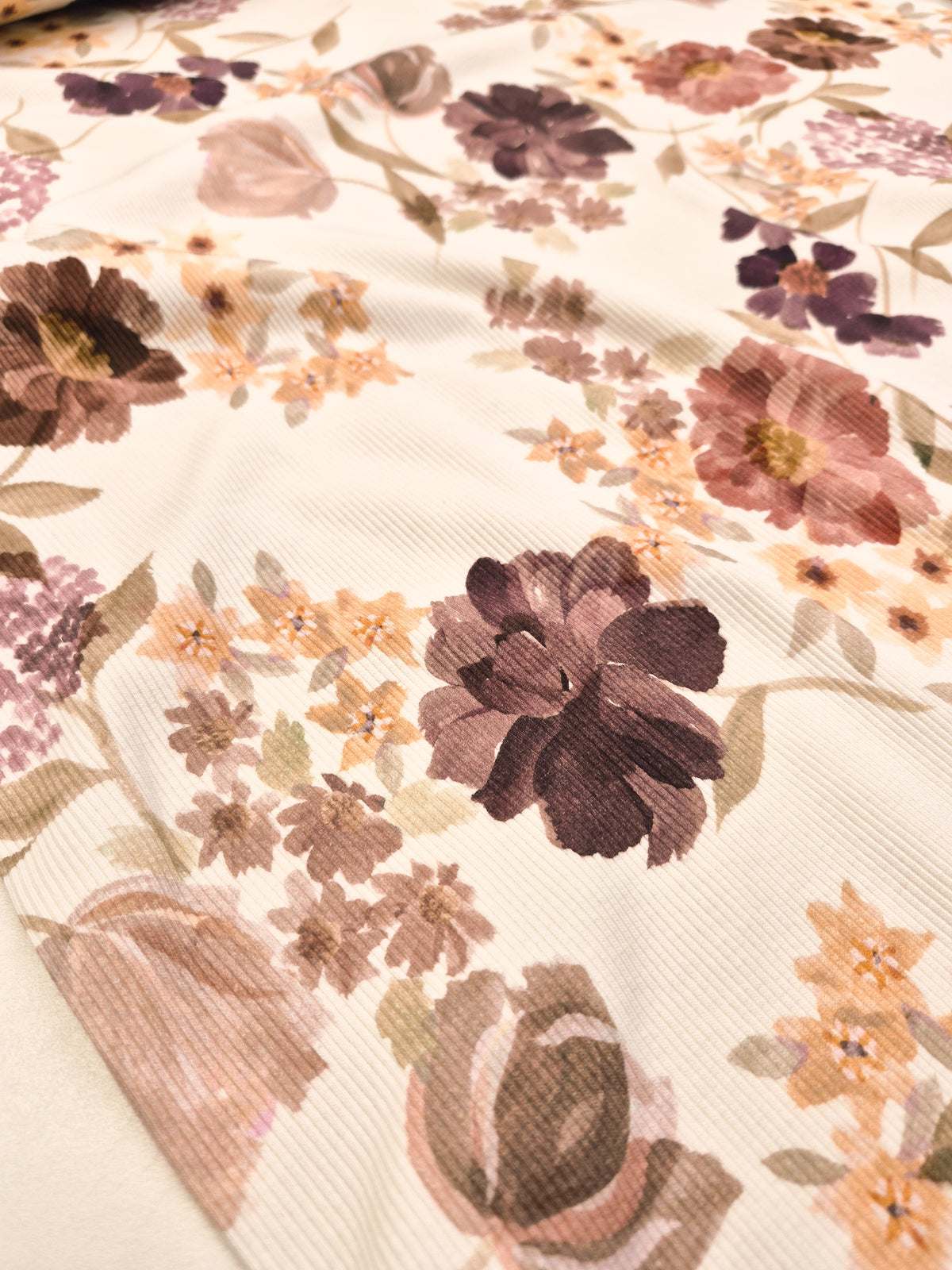 Cotton Jersey Baby Rib Knit - Vintage Floral
