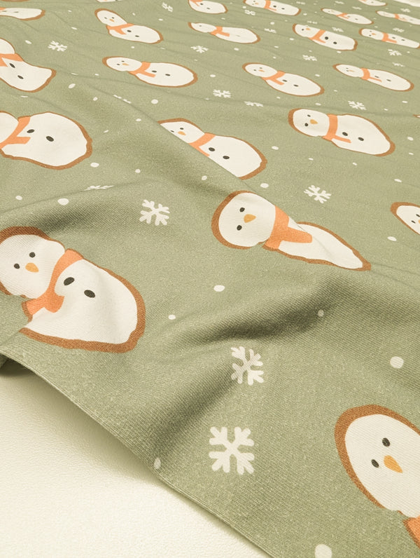 Snowman Cookies Cotton Jersey Knit *Slightly Flawed