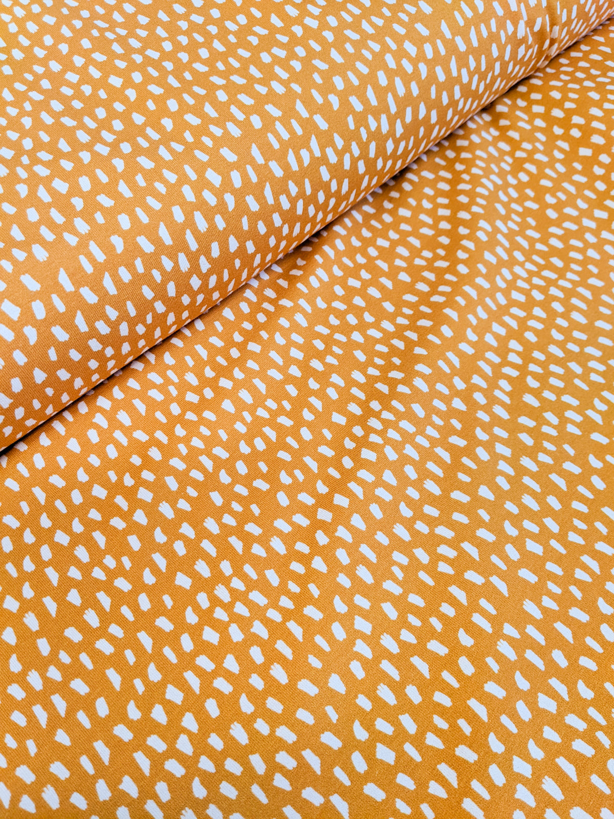 Remnant: Organic Cotton Jersey Knit - Golden Paintbrush (.55 metre)