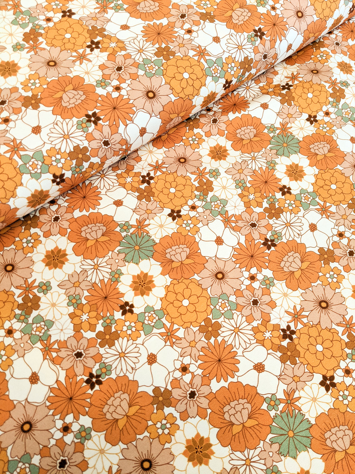 Remnant: Organic Cotton Jersey Knit - Multi Retro Floral (1.75 metres)