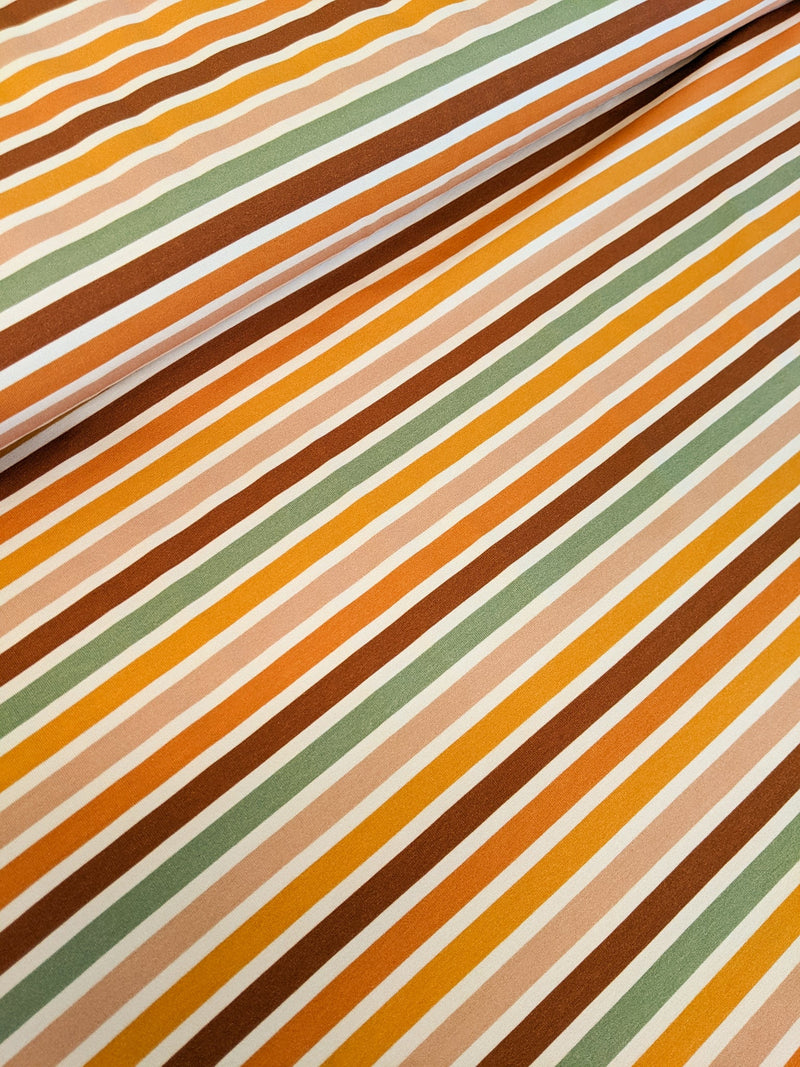 Remnant: Organic Cotton Jersey Knit - Autumn Lines ( 1 metre)