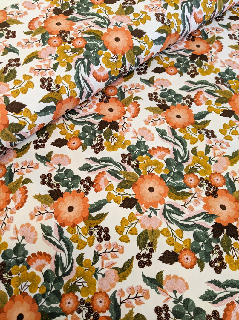 Organic Cotton Jersey Knit - Multi Autumn Floral