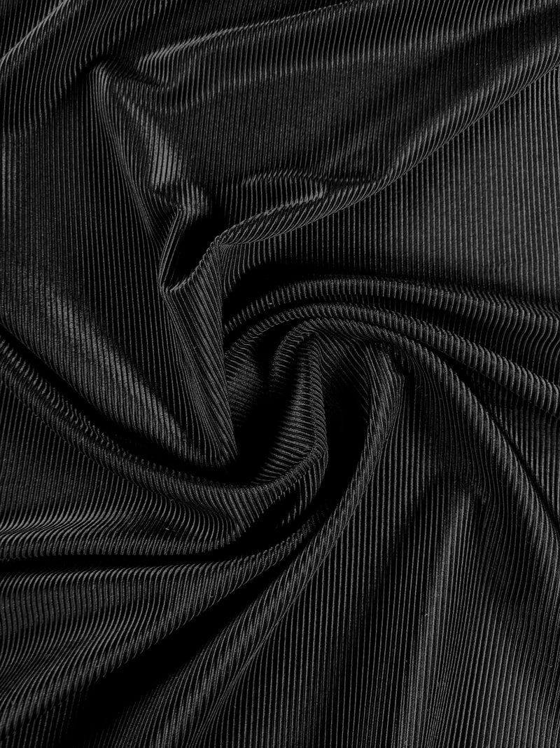 Ribbed Polyester Swim Tricot - Black
