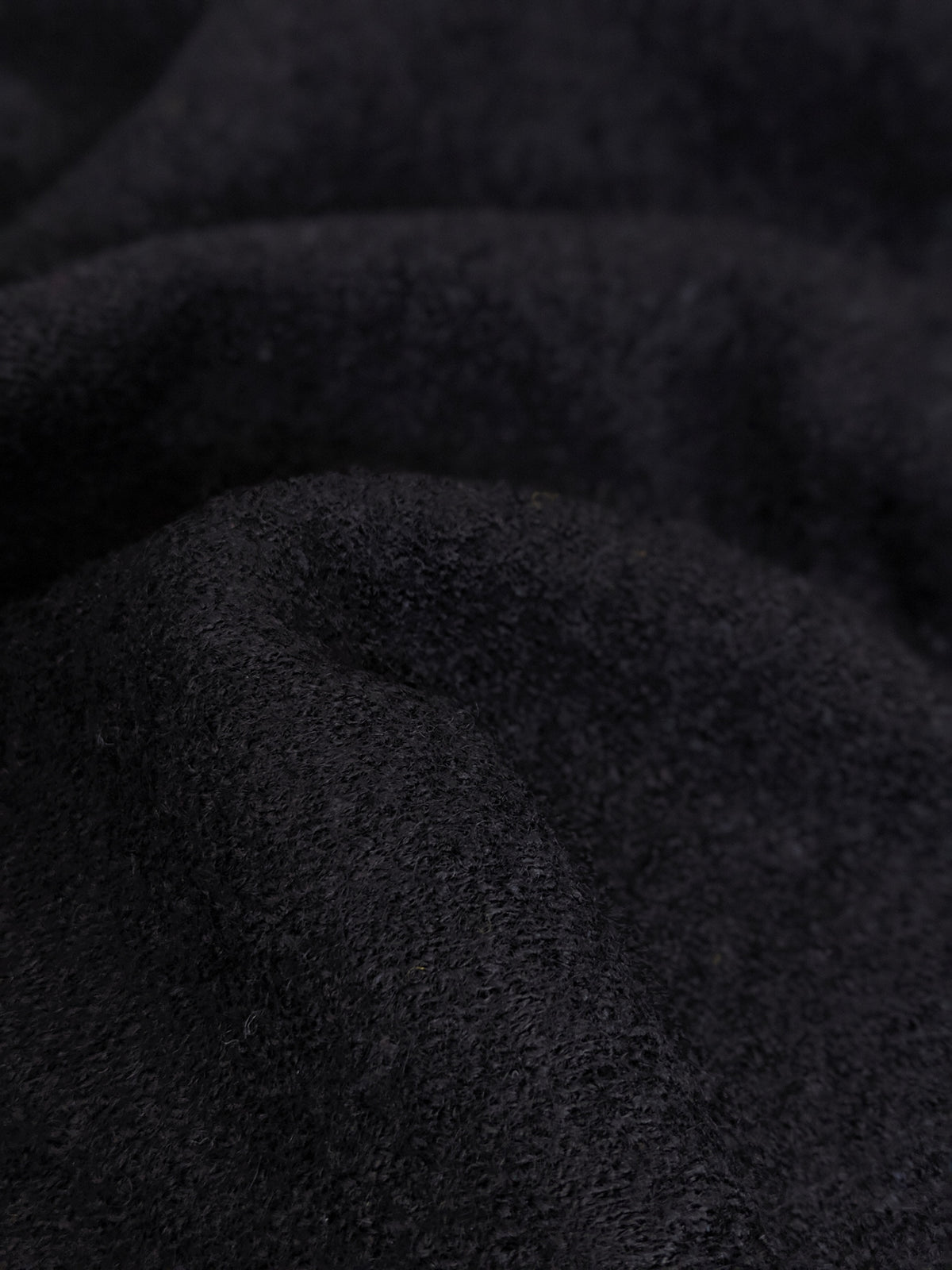 Remnant: Boiled Wool & Viscose - Black (1 metre)