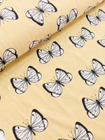 Remnant: Organic Cotton Jersey Knit - Butterfly, Sunray (1.55 metres)