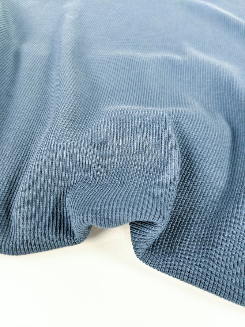 Bamboo & Cotton Sweatshirt Fleece Coordinating Ribbing - Denim