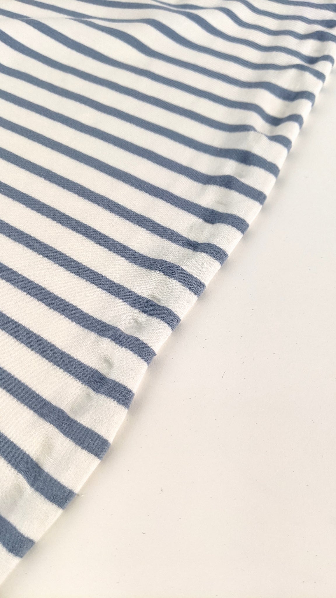 Remnant: Striped Bamboo Stretch French Terry - Denim/Ivory (1.6 metres)
