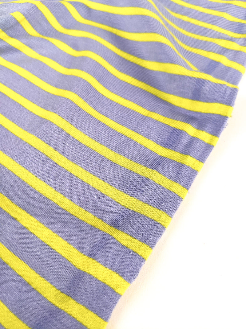 Striped Bamboo Stretch French Terry - Perwinkle/Lime